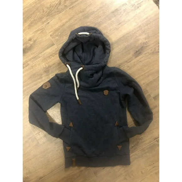 Naketano Tops - Naketano Women Cowl Neck Long Sleeve Hooded Shirt Top Sweatshirt Size Small Gray